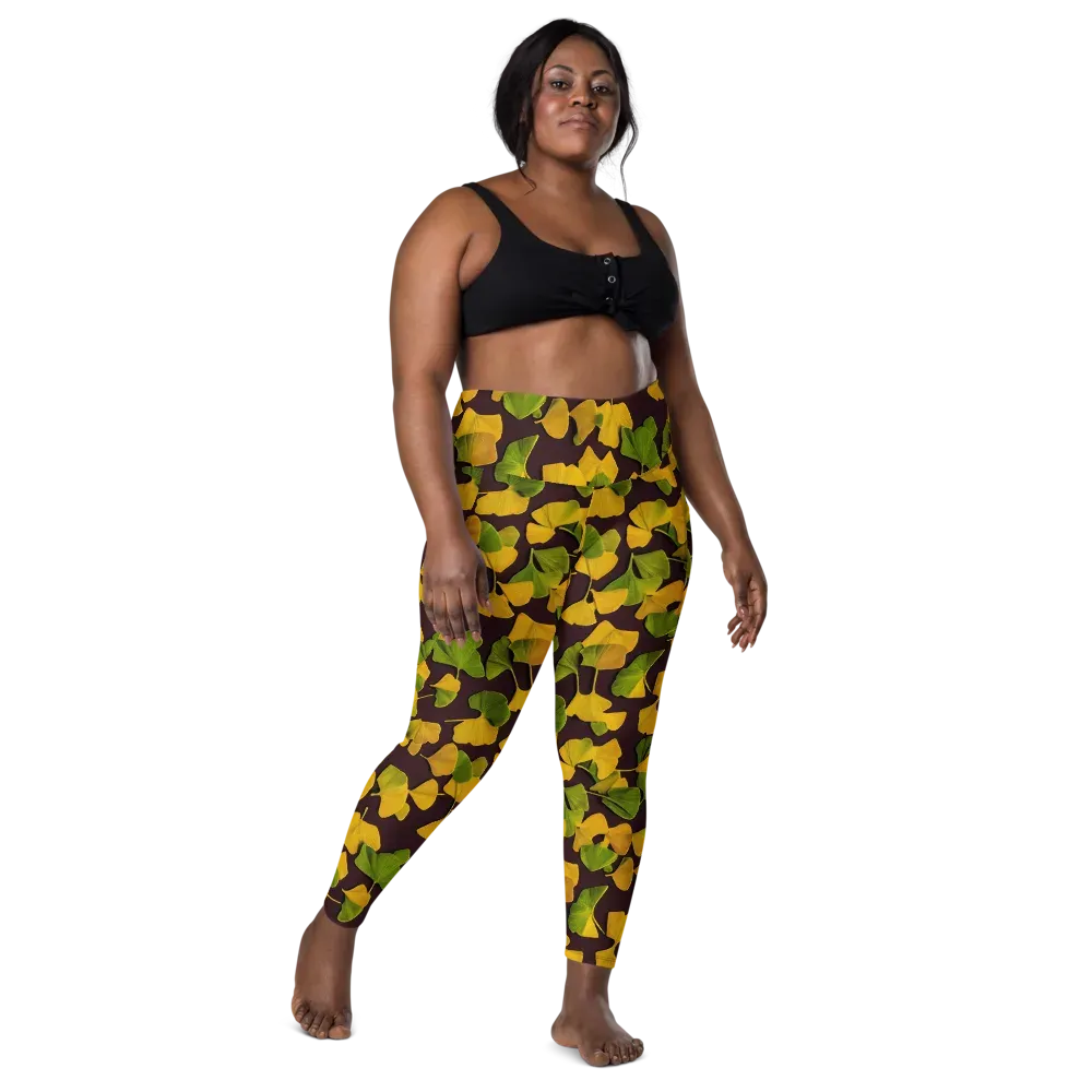 Midnight Ginkgo on Leggings with Pockets — Front