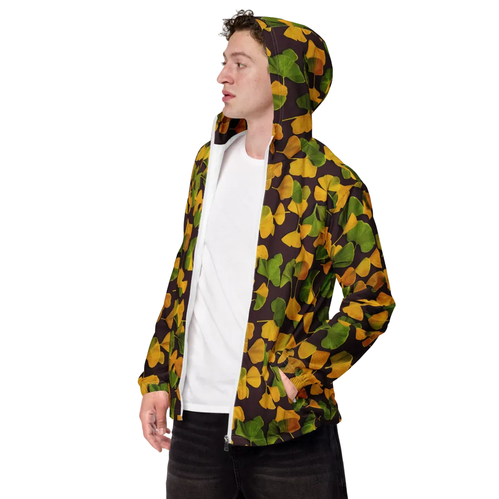 Midnight Ginkgo on Men's Windbreaker — Left Front