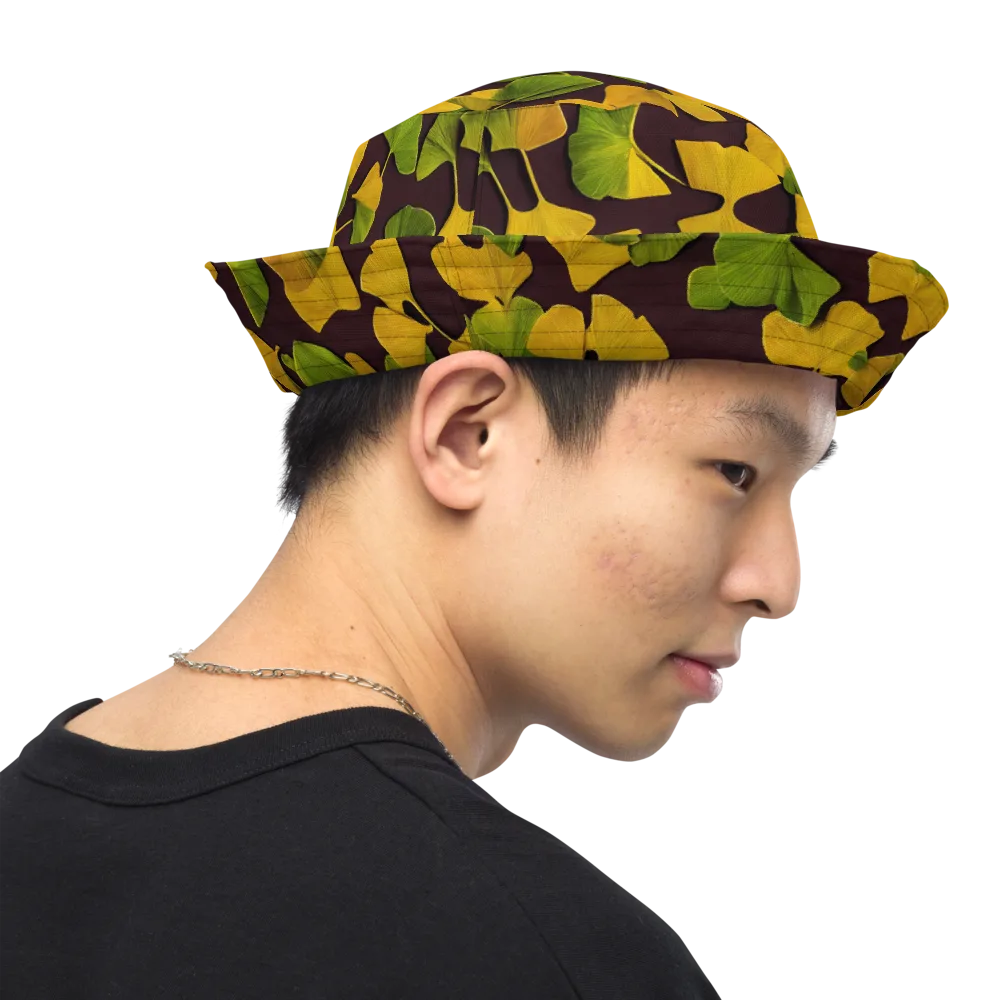 Midnight Ginkgo on Reversible Bucket Hat — Right Outside