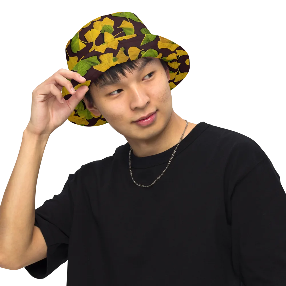 Midnight Ginkgo on Reversible Bucket Hat — Front Inside