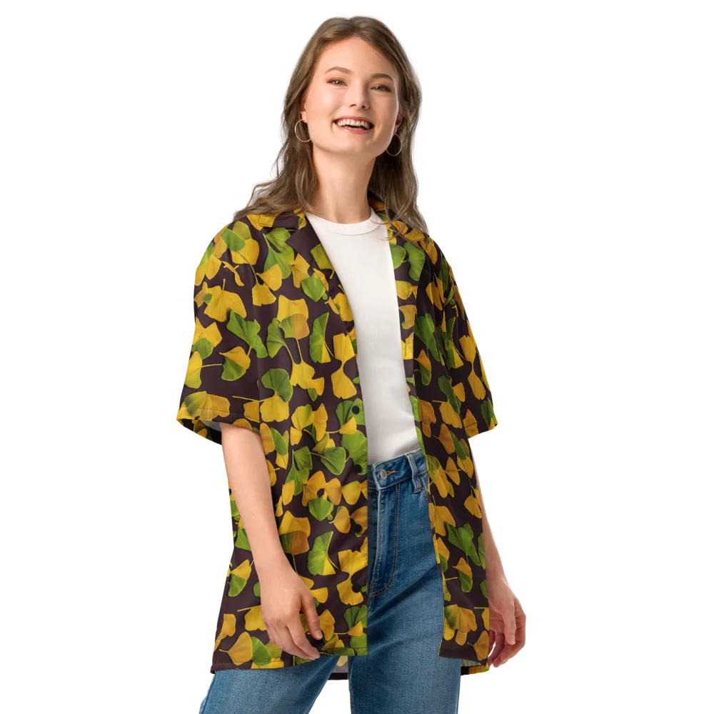 Midnight Ginkgo on Button Shirt — Front