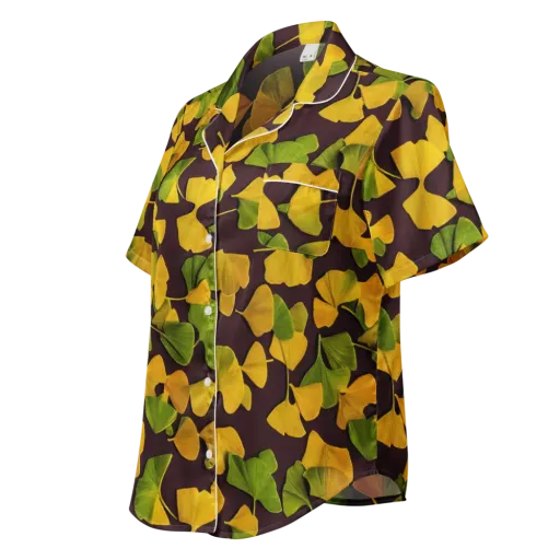 Midnight Ginkgo on a Women's Short Sleeve Pajama Top