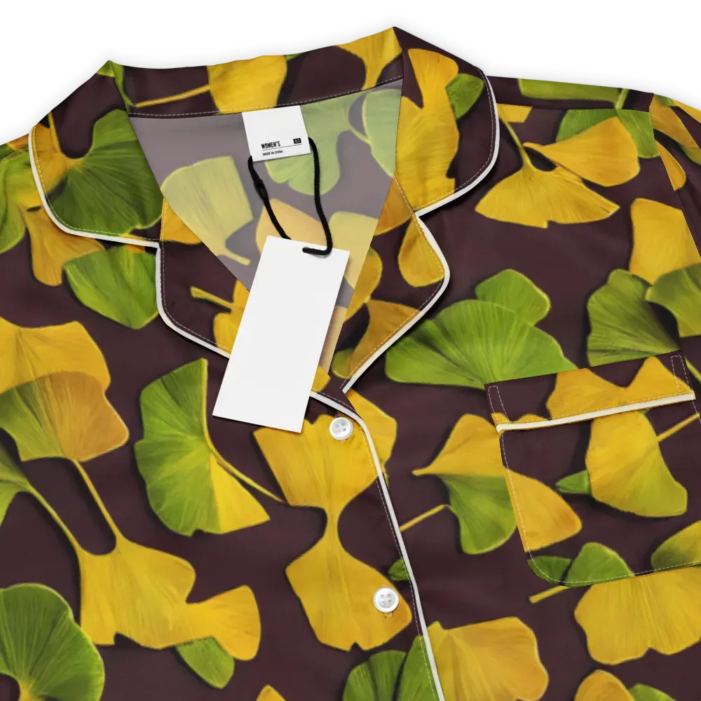 Midnight Ginkgo on Women's Short Sleeve Pajama Top — Product details