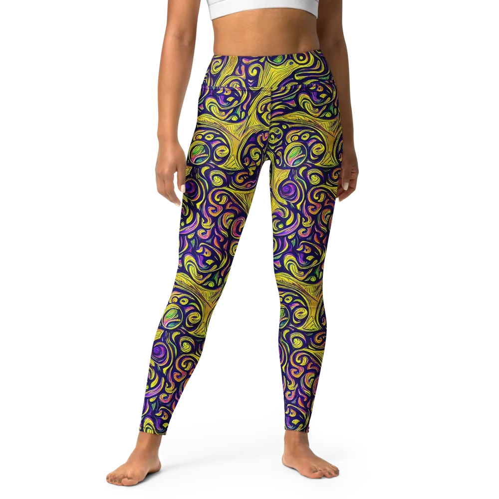 Indigo Fever on Yoga Leggings — Front