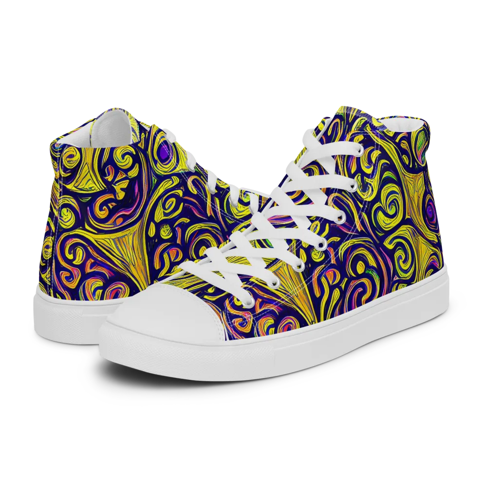 Indigo Fever on Men's High Top Canvas Shoes — Left