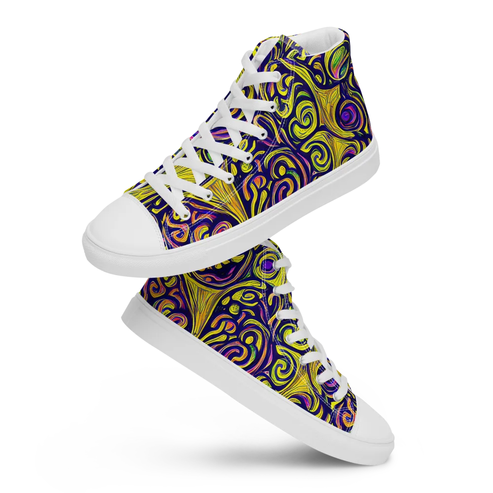 Indigo Fever on Men's High Top Canvas Shoes — Front