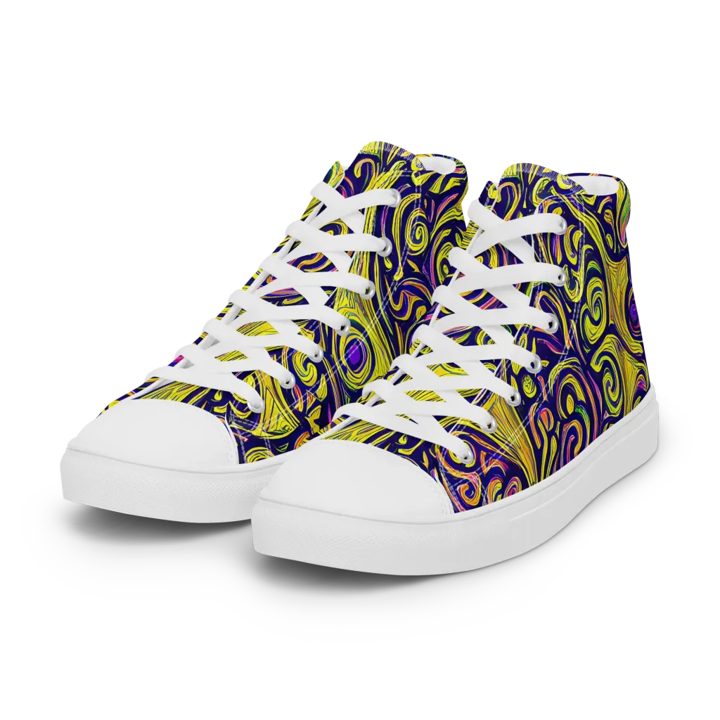 Indigo Fever on Women's High Top Canvas Shoes — Left Front