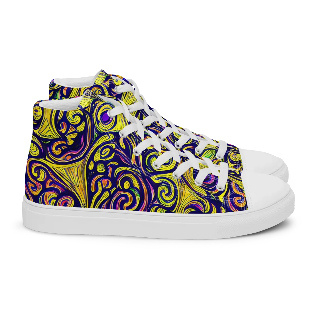 Indigo Fever on Women's High Top Canvas Shoes — Right