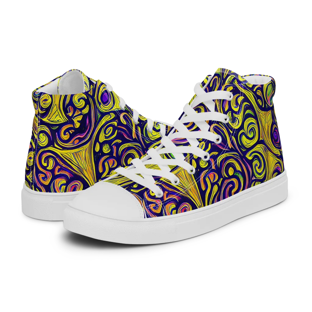 Indigo Fever on Women's High Top Canvas Shoes — Left