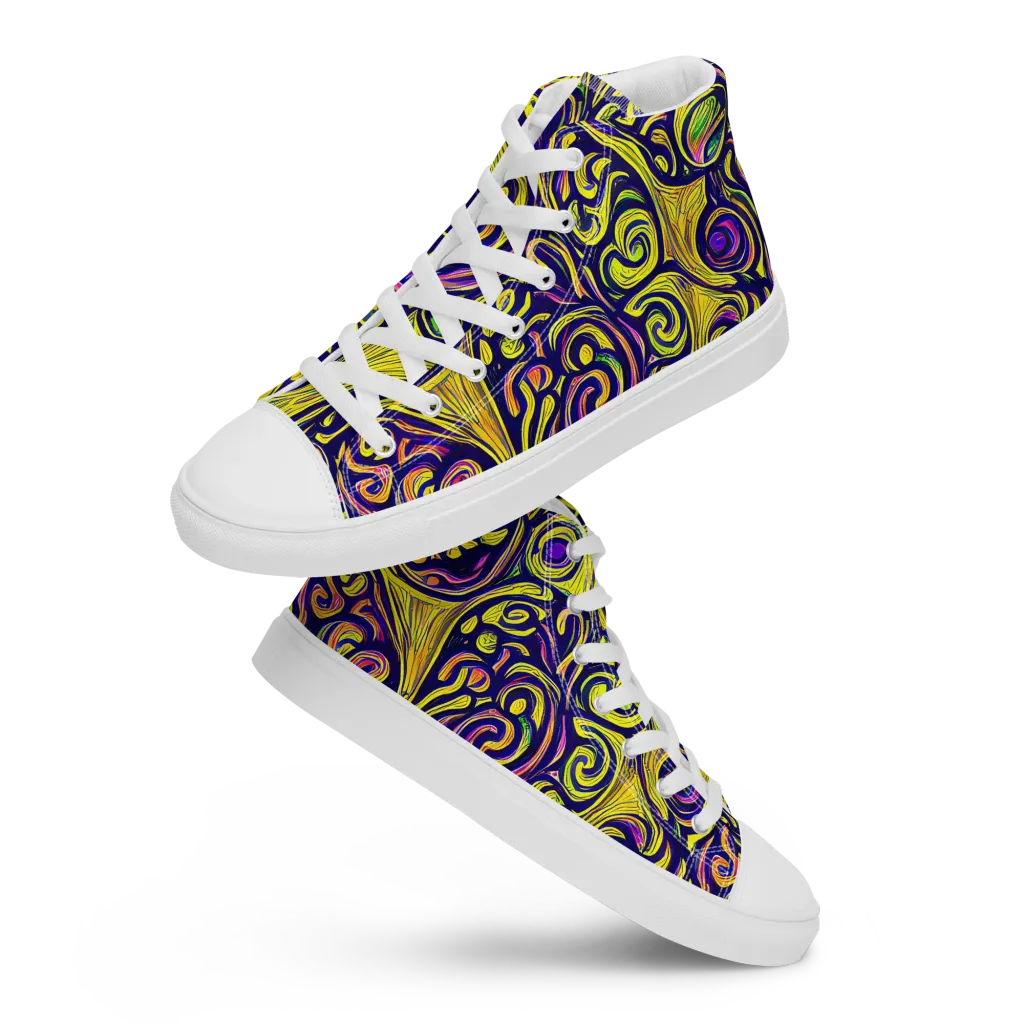 Indigo Fever on Women's High Top Canvas Shoes — Front
