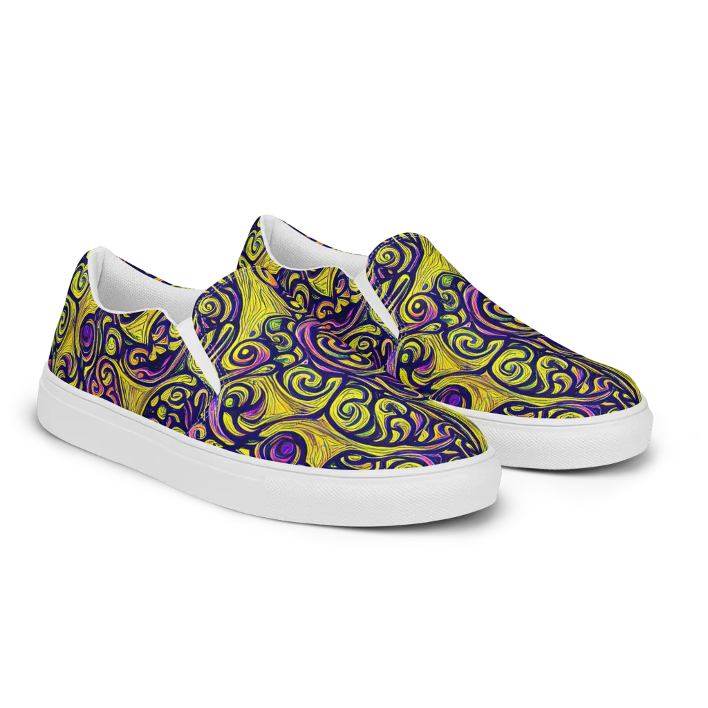 Indigo Fever on Men's Slip-On Canvas Shoes — Right Front
