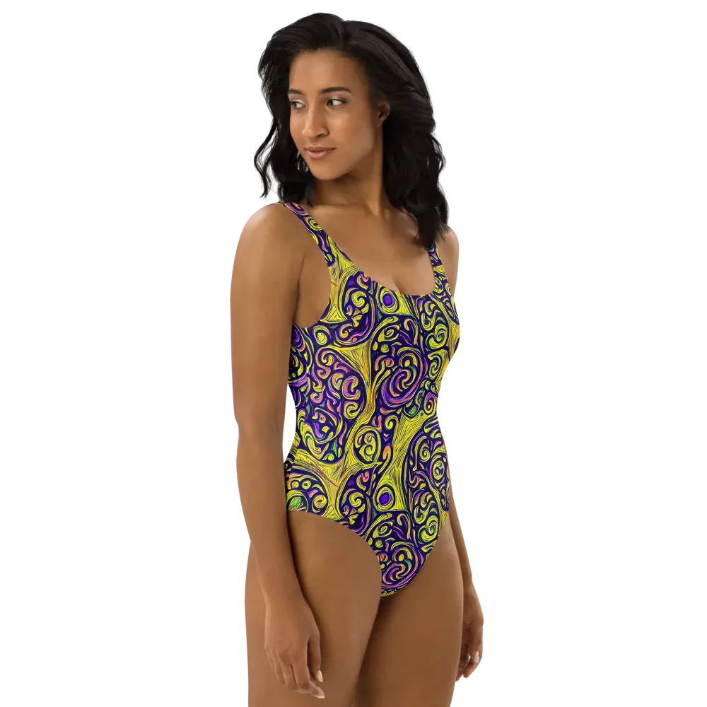 Indigo Fever on One-Piece Swimsuit — Right