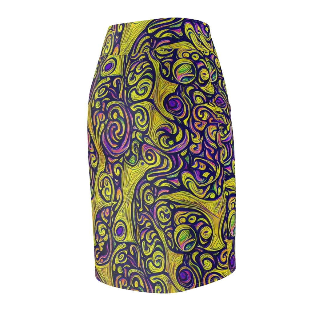 Indigo Fever on Pencil Skirt — Back Side