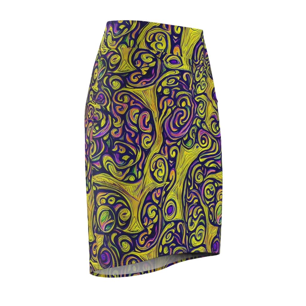 Indigo Fever on Pencil Skirt — Front Side