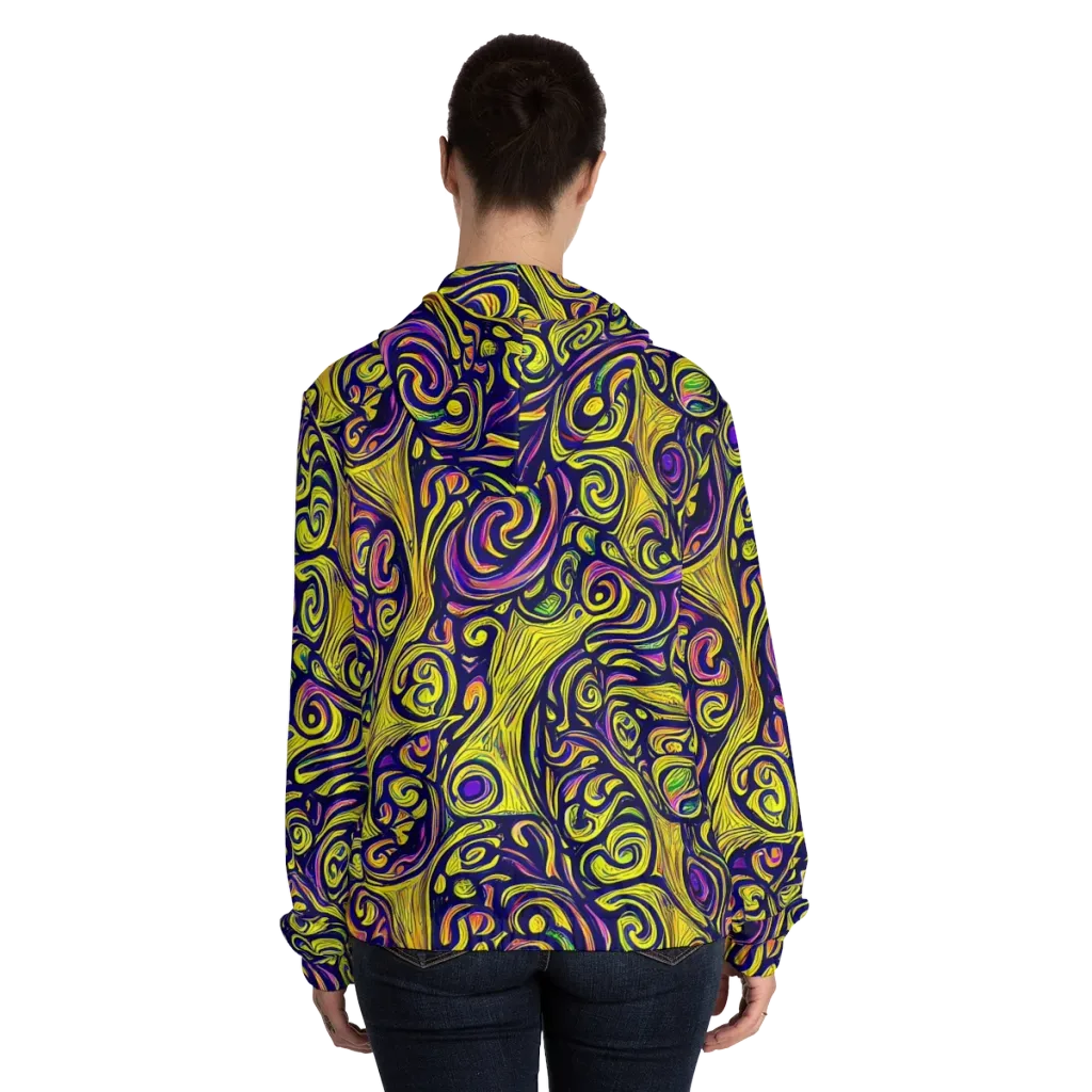 Indigo Fever on Women's Full-Zip Hoodie — Back On Person