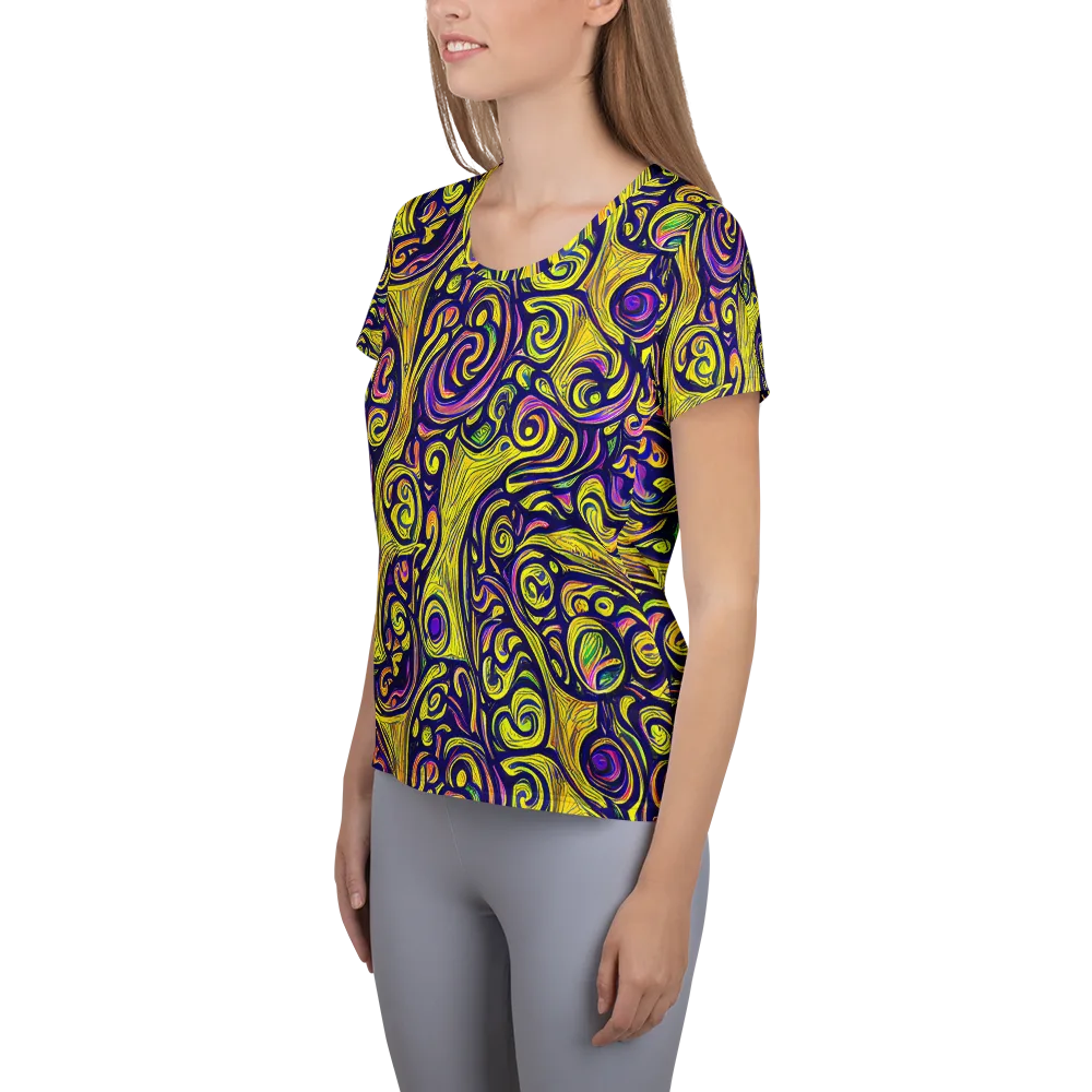 Indigo Fever on Women's Athletic T-Shirt — Left