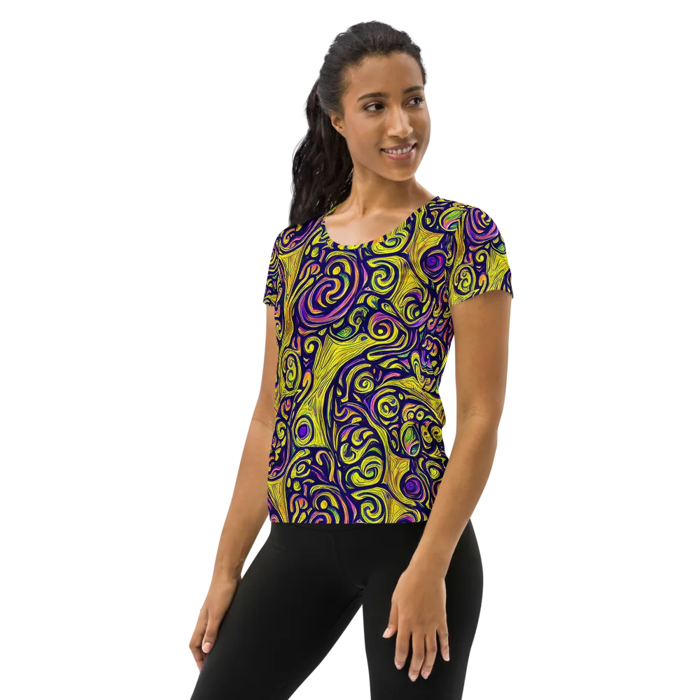 Indigo Fever on Women's Athletic T-Shirt — Left