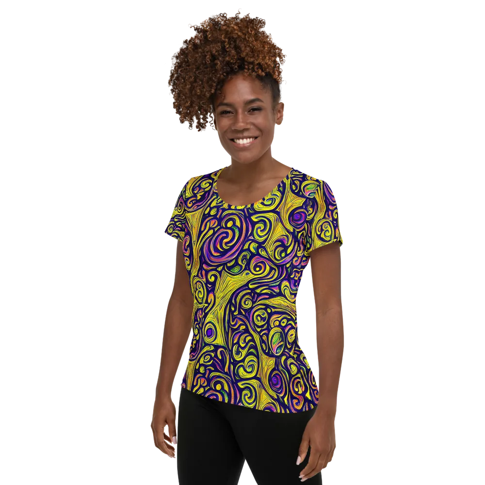 Indigo Fever on Women's Athletic T-Shirt — Left