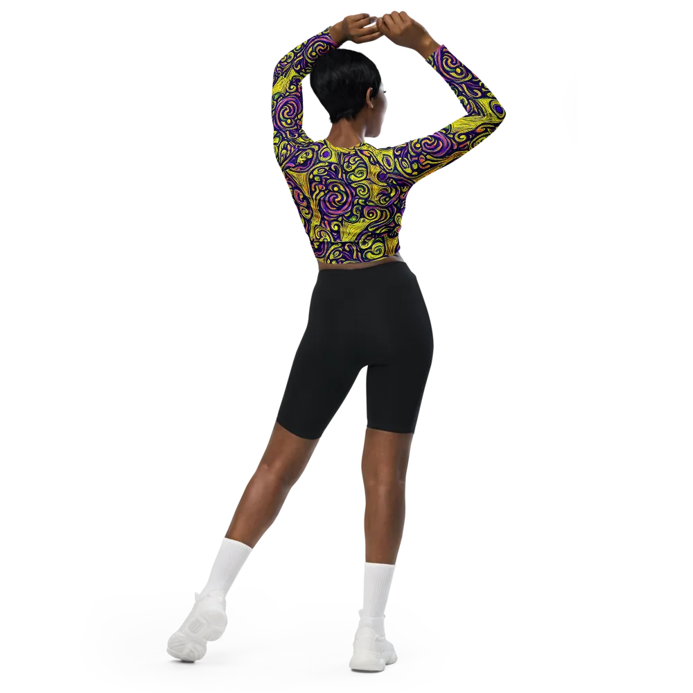 Indigo Fever on Long Sleeve Crop Top — Back
