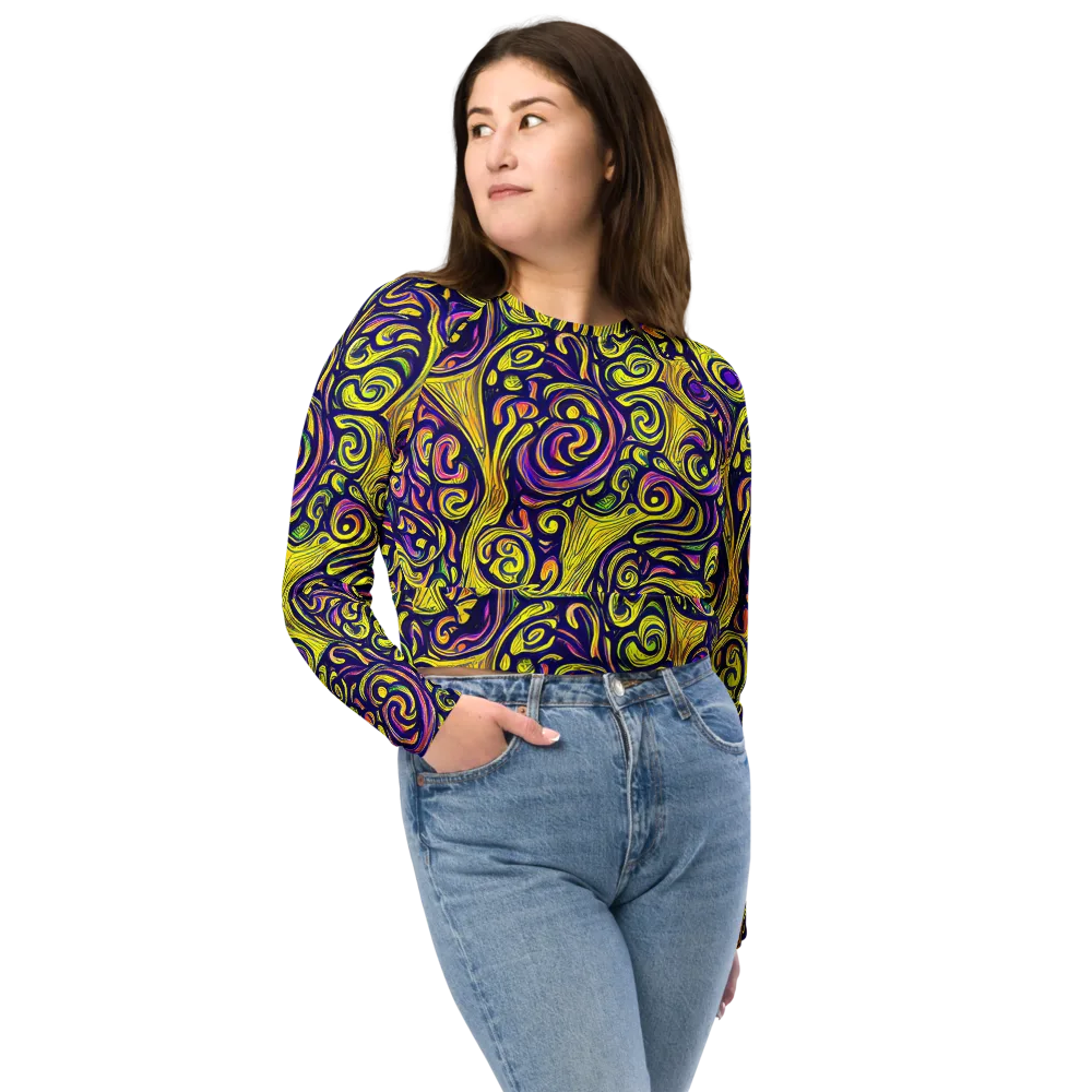 Indigo Fever on Long Sleeve Crop Top — Front