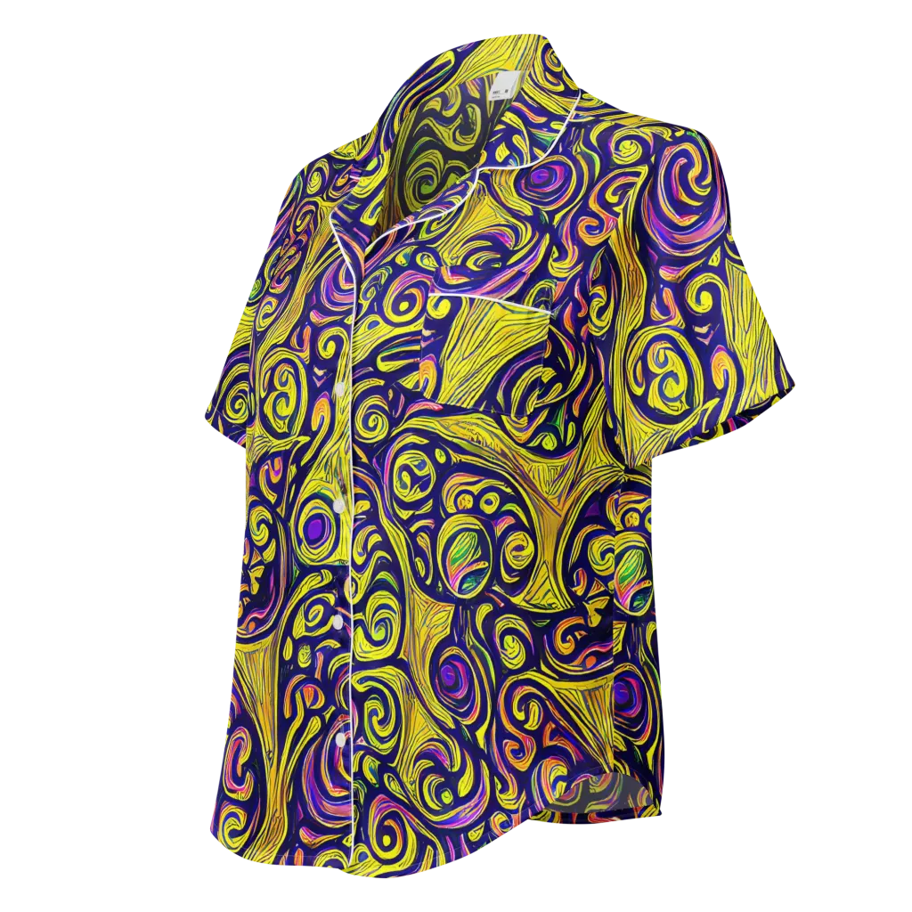 Indigo Fever on Women's Short Sleeve Pajama Top — Left Front