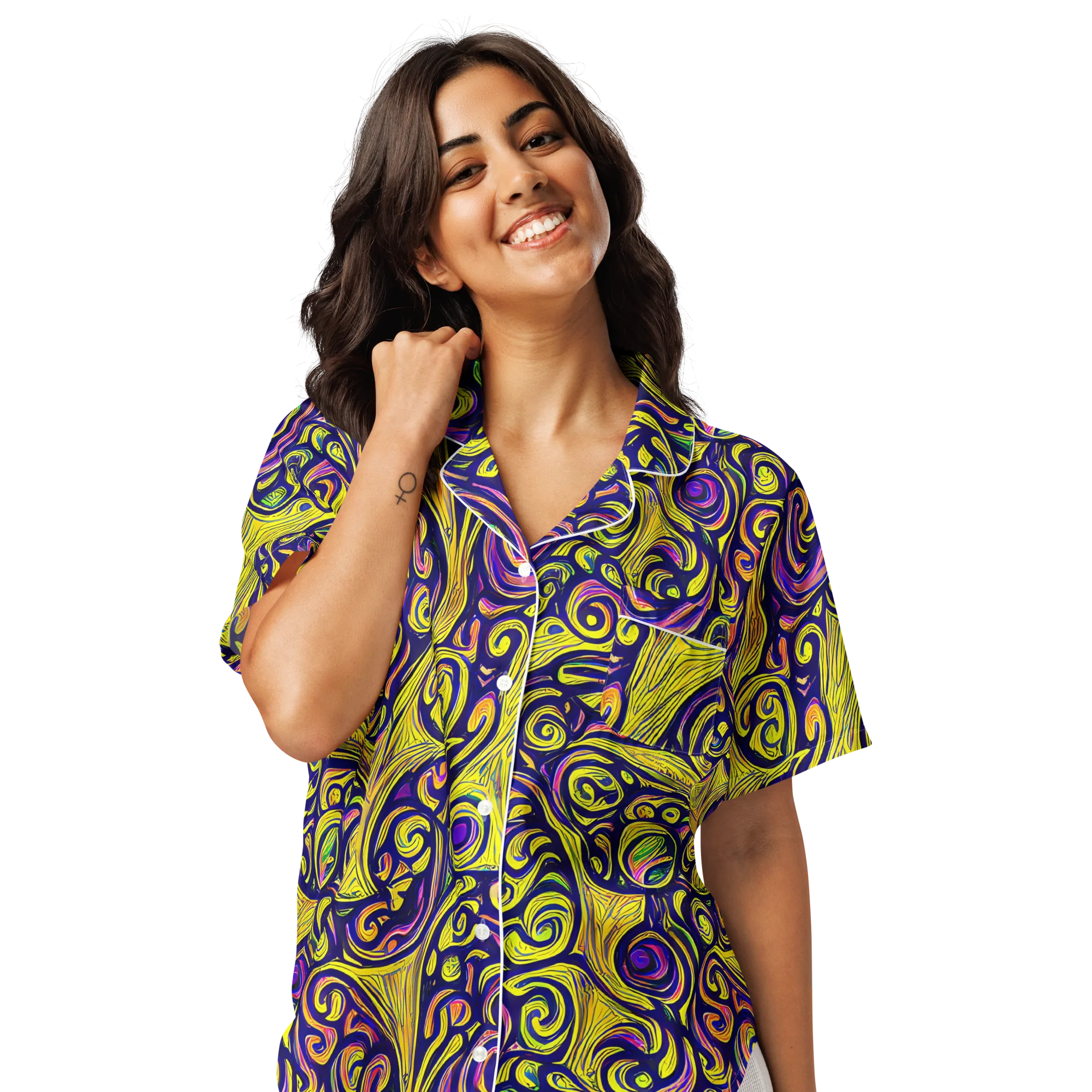 Indigo Fever on Women's Short Sleeve Pajama Top — Front
