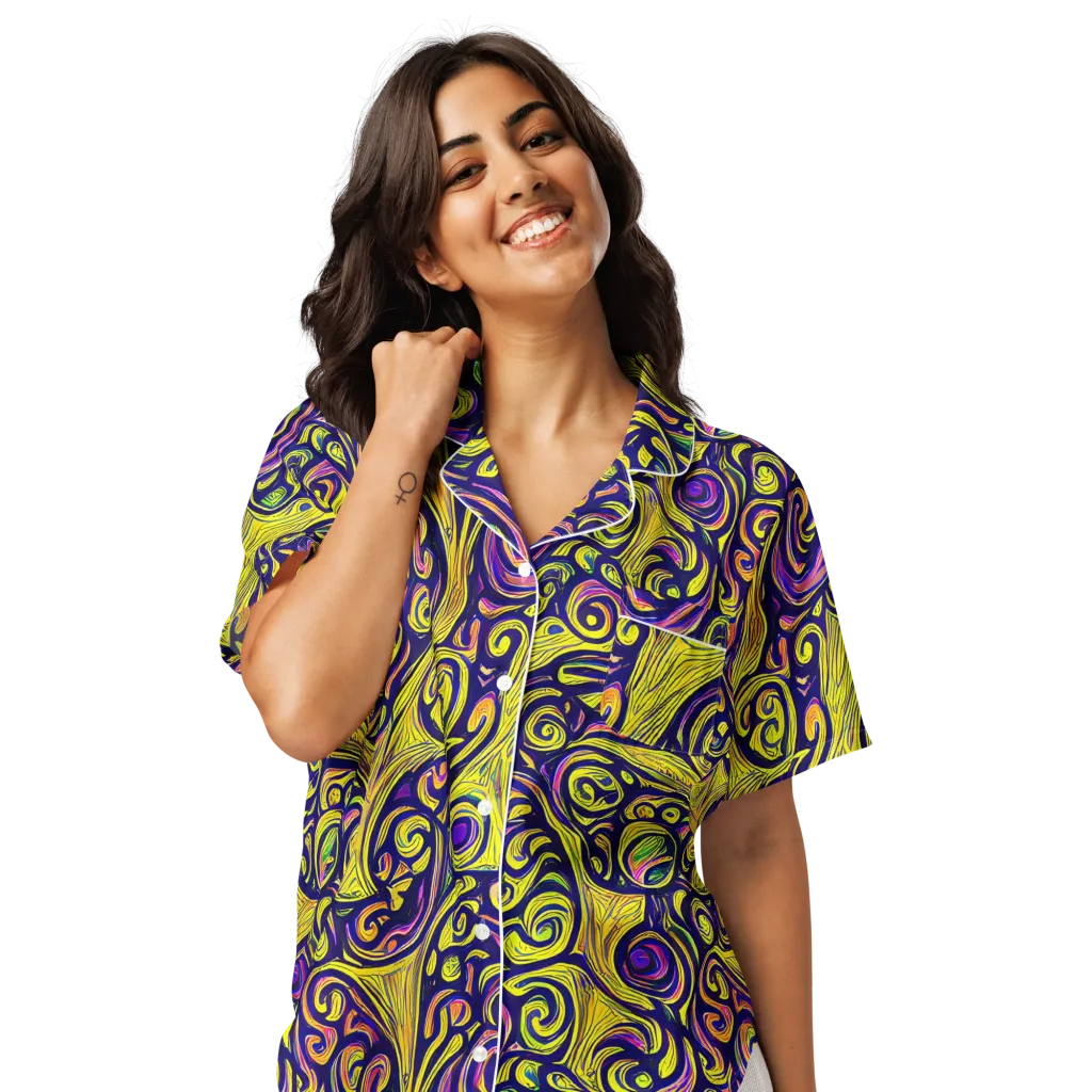 Indigo Fever on Women's Short Sleeve Pajama Top — Front