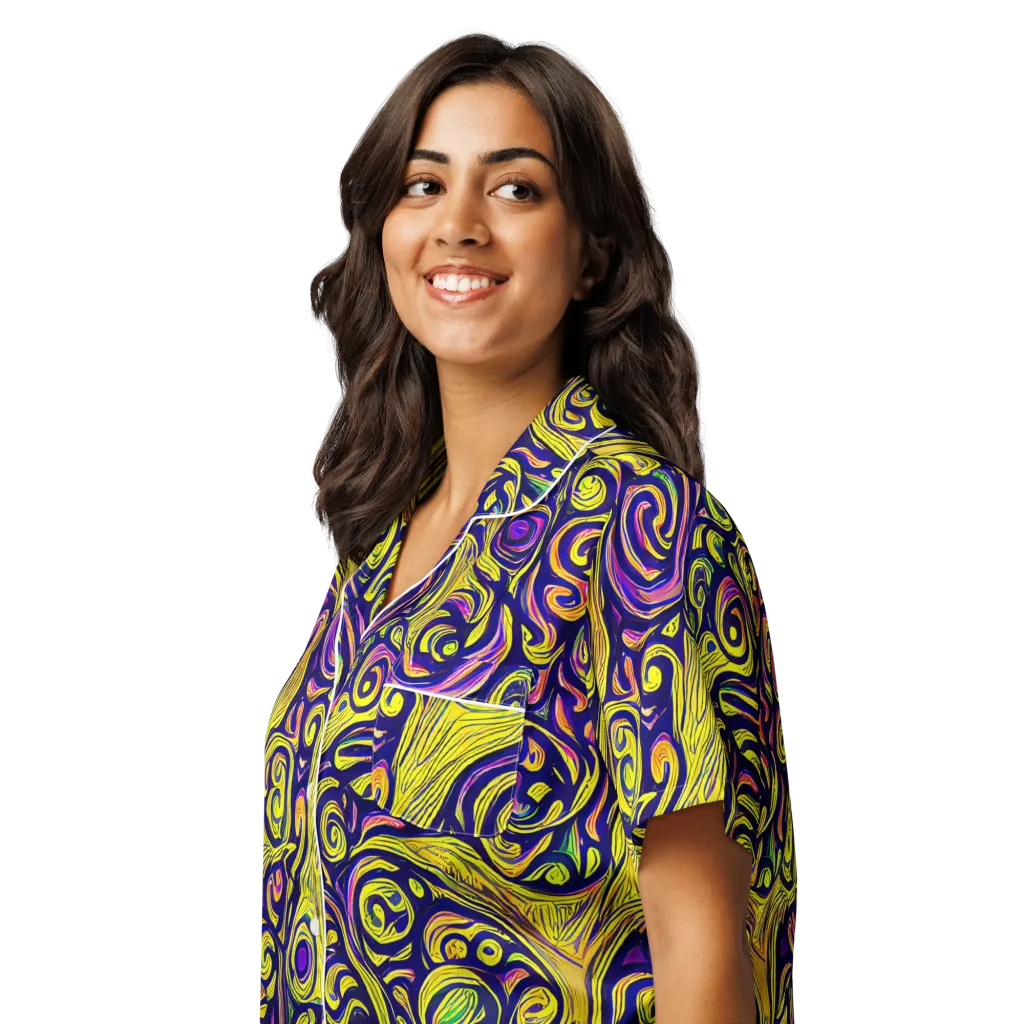 Indigo Fever on Women's Short Sleeve Pajama Top — Left Front