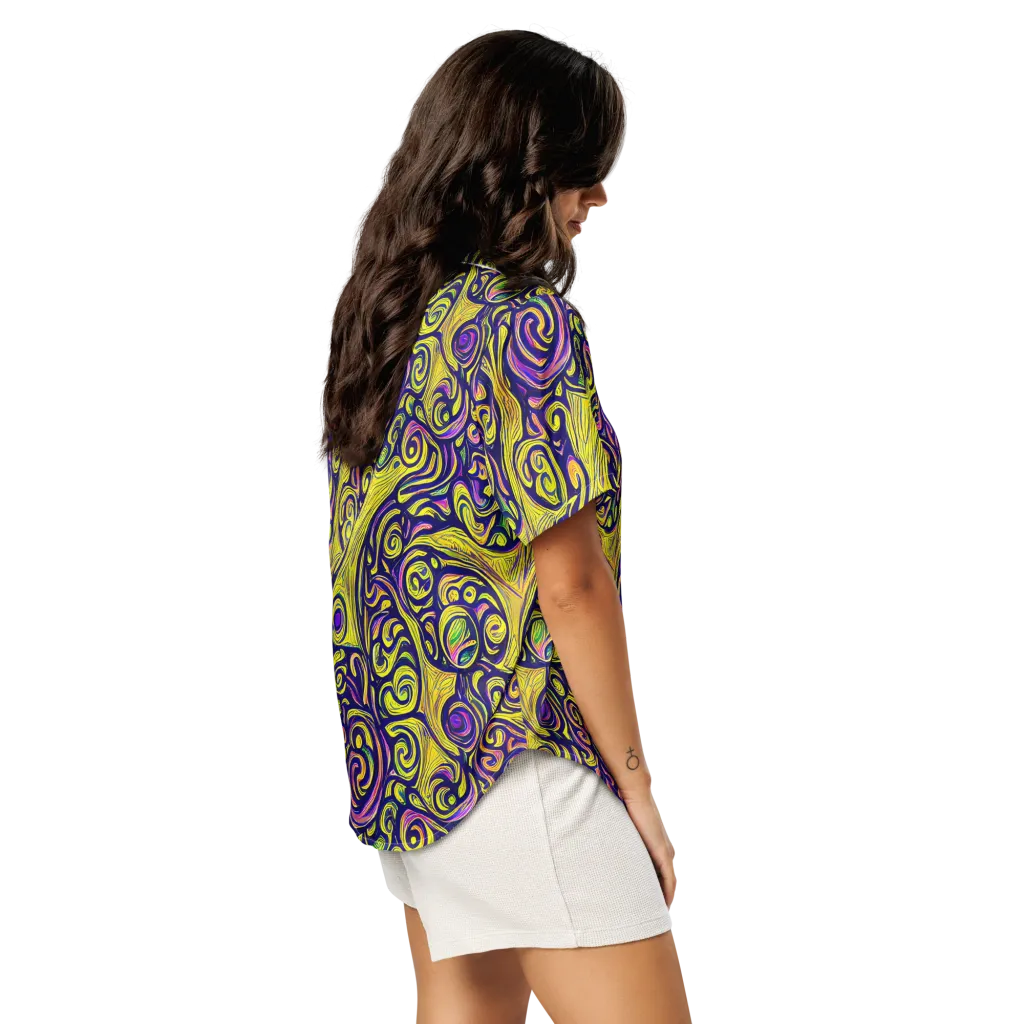Indigo Fever on Women's Short Sleeve Pajama Top — Right Back