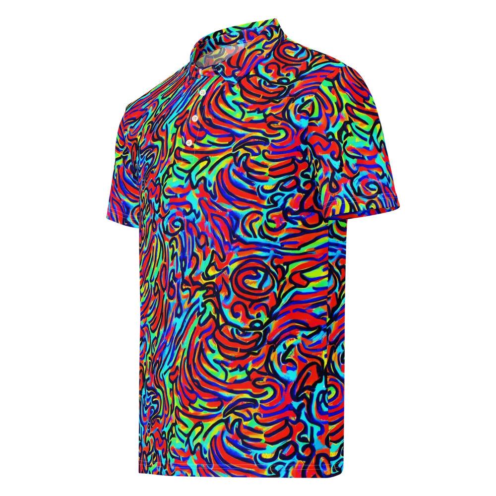 Lava Pulse on Men's Slim Fit Polo Shirt — Left Front