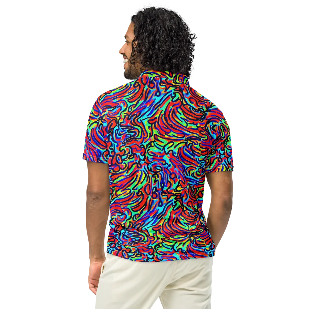 Lava Pulse on Men's Slim Fit Polo Shirt — Back