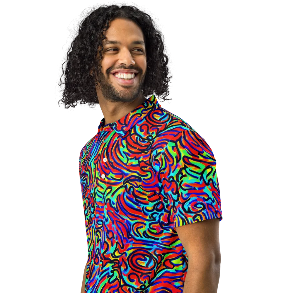 Lava Pulse on Men's Slim Fit Polo Shirt — Left Front