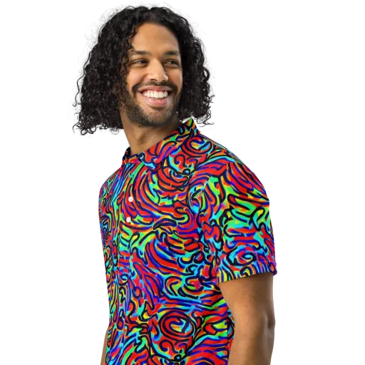 Lava Pulse on a Men's Slim Fit Polo Shirt