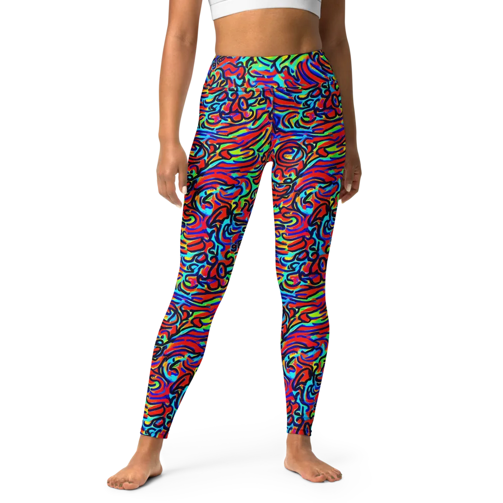 Lava Pulse on Yoga Leggings — Front