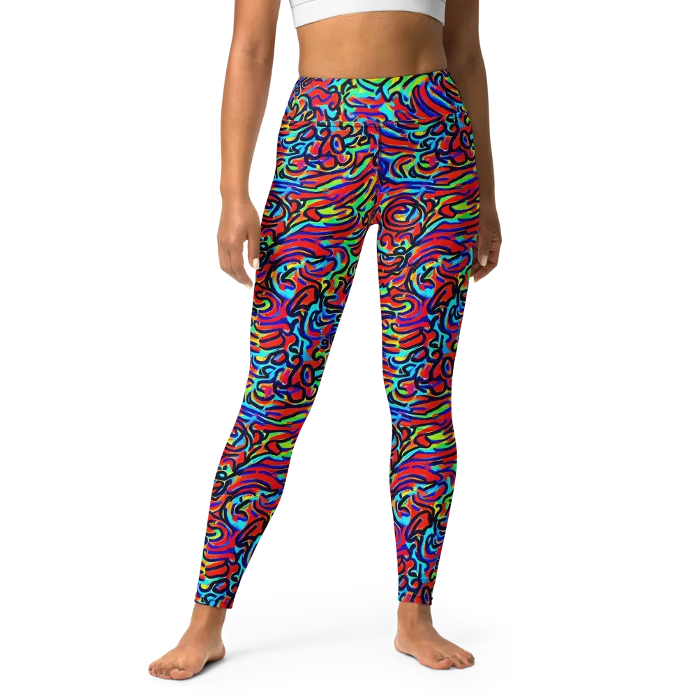 Lava Pulse on Yoga Leggings — Front