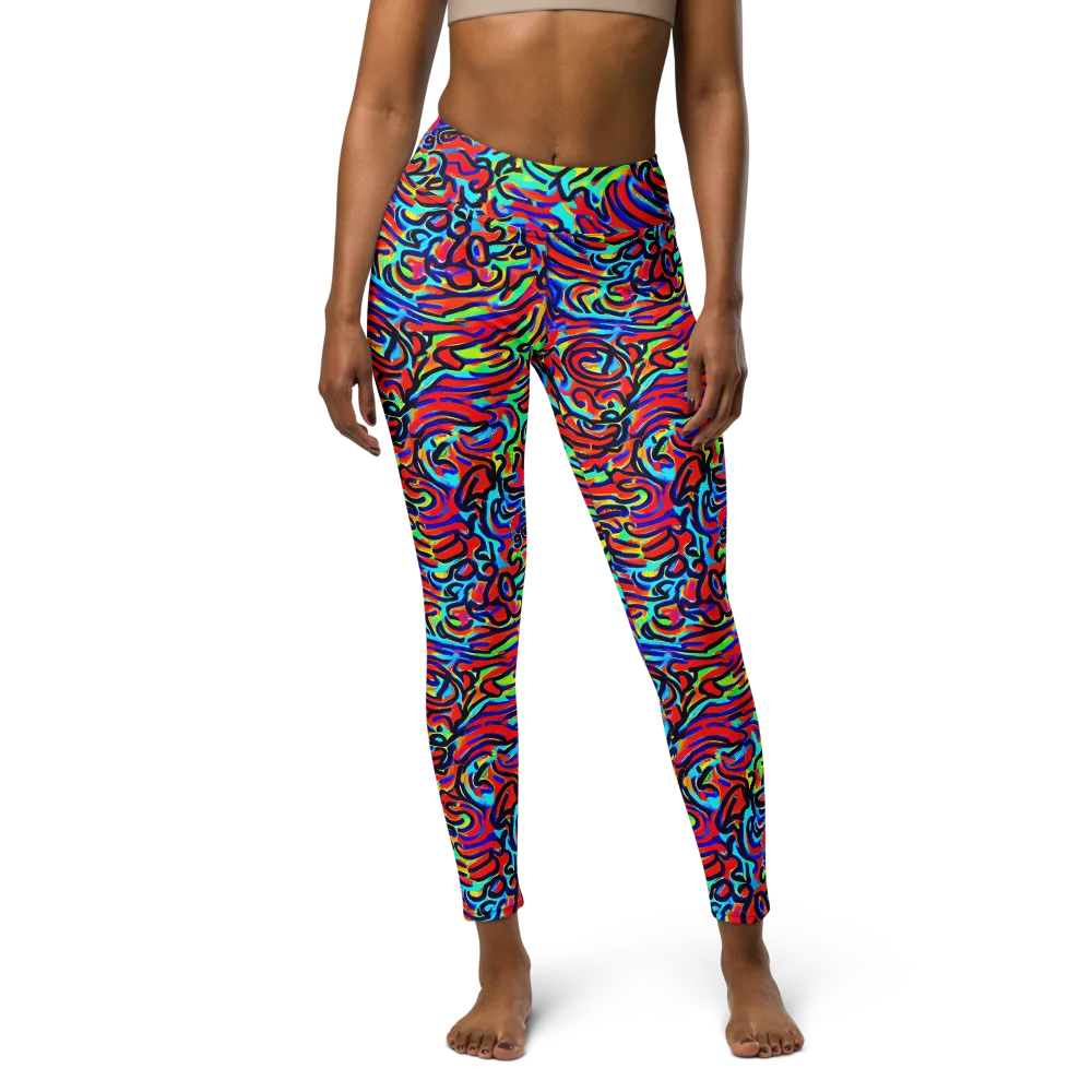 Lava Pulse on Yoga Leggings — Front