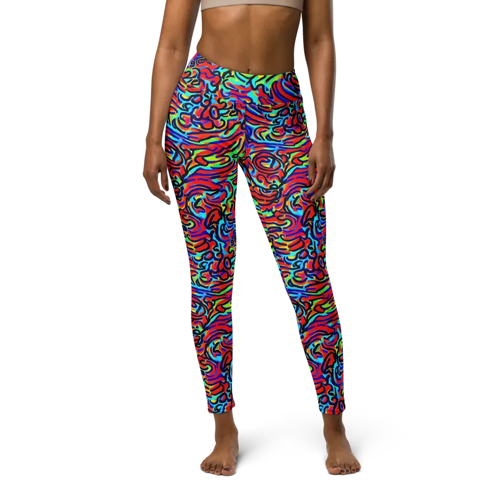 Lava Pulse on Yoga Leggings — Front