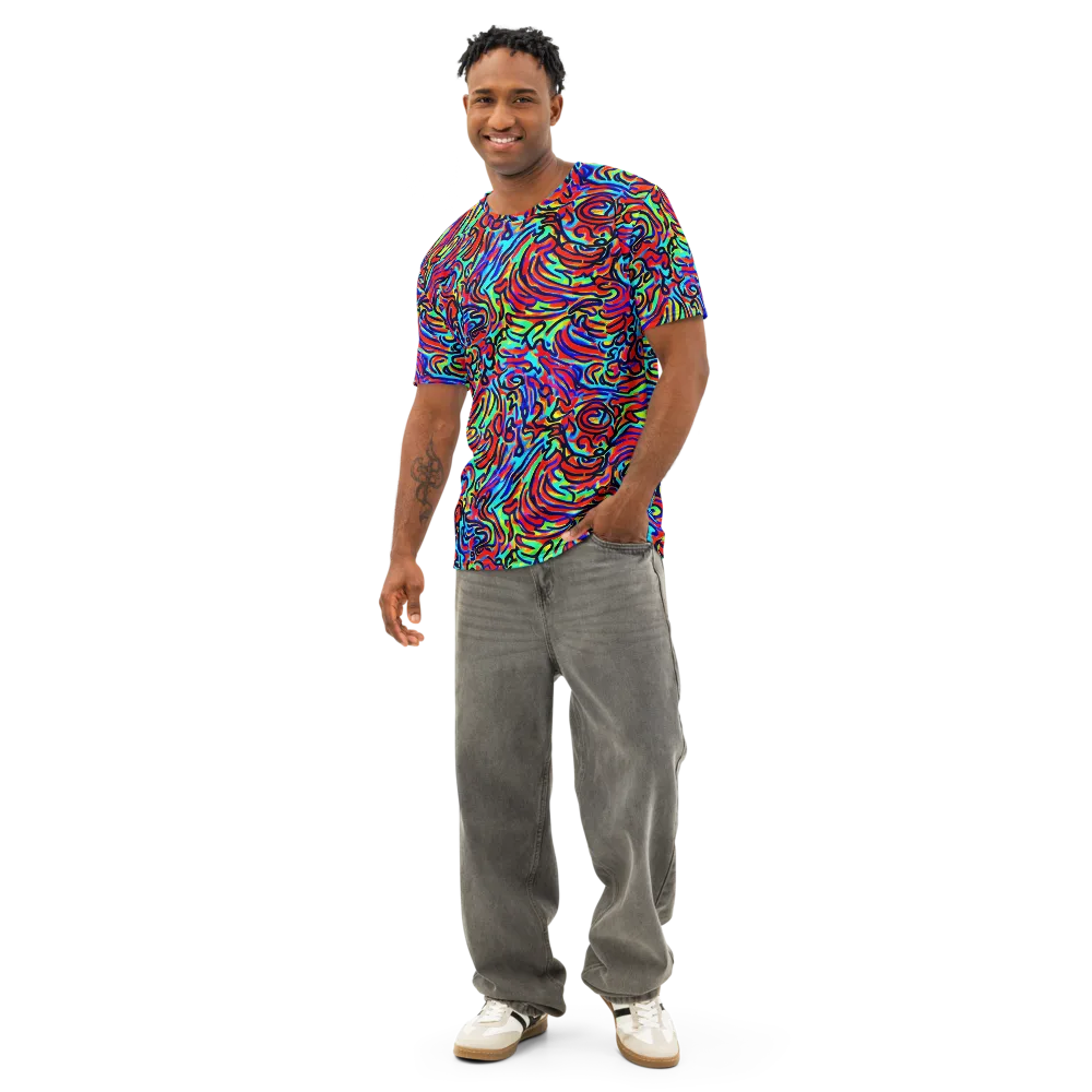 Lava Pulse on Men's Cotton Crew Neck T-Shirt — Front