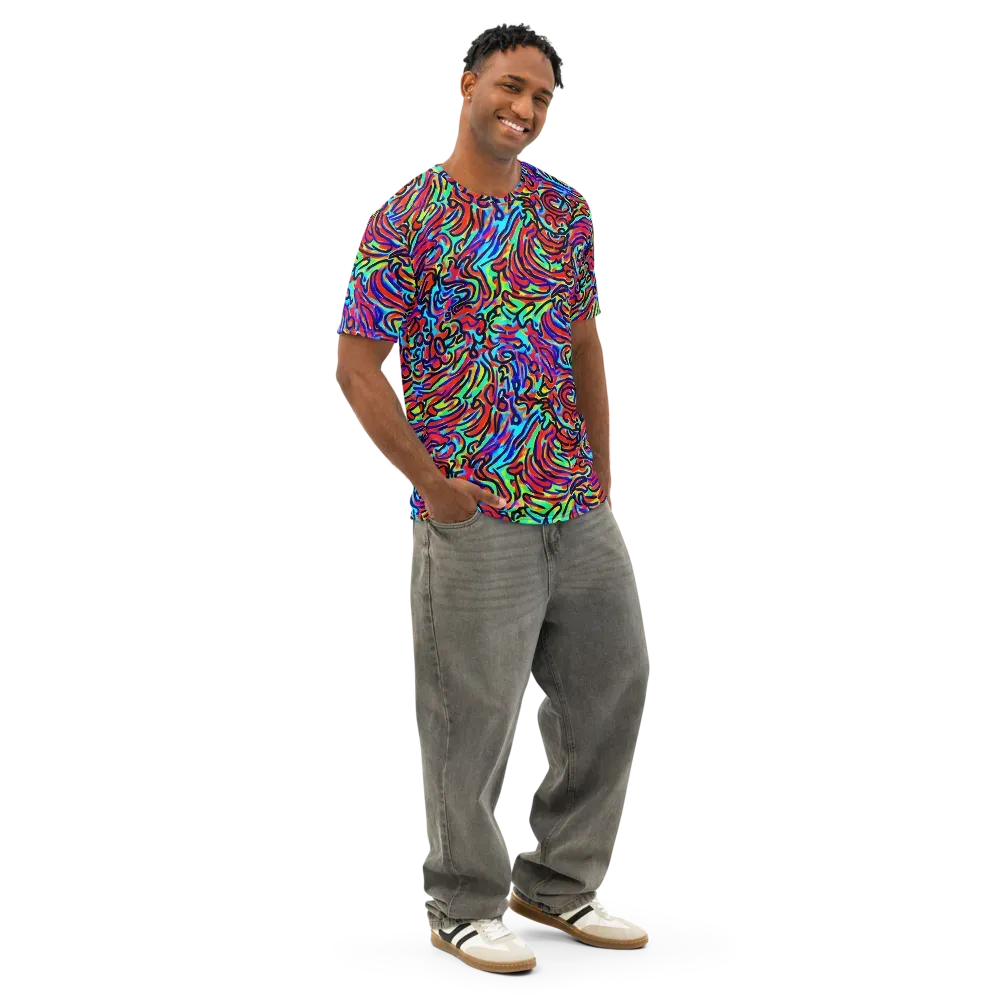Lava Pulse on Men's Cotton Crew Neck T-Shirt — Right Front