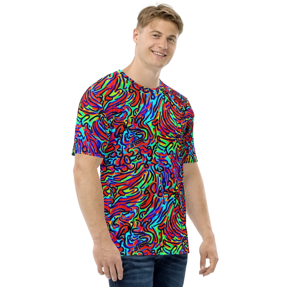 Lava Pulse on Men's Crew Neck T-Shirt — Right