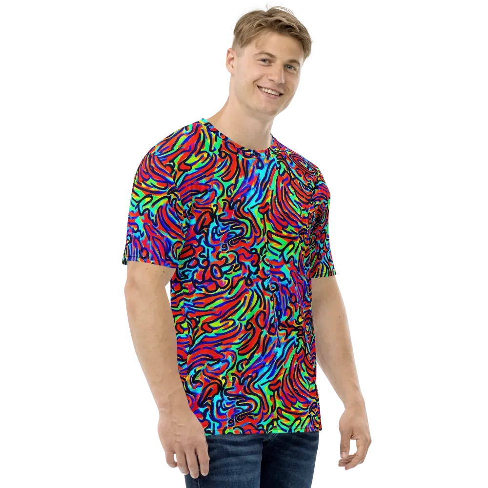 Lava Pulse on Men's Crew Neck T-Shirt — Right