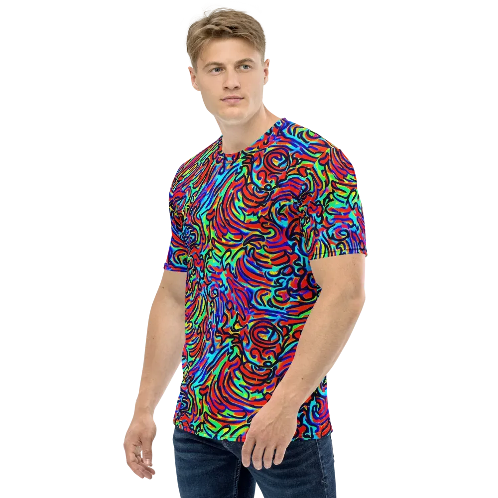 Lava Pulse on Men's Crew Neck T-Shirt — Left
