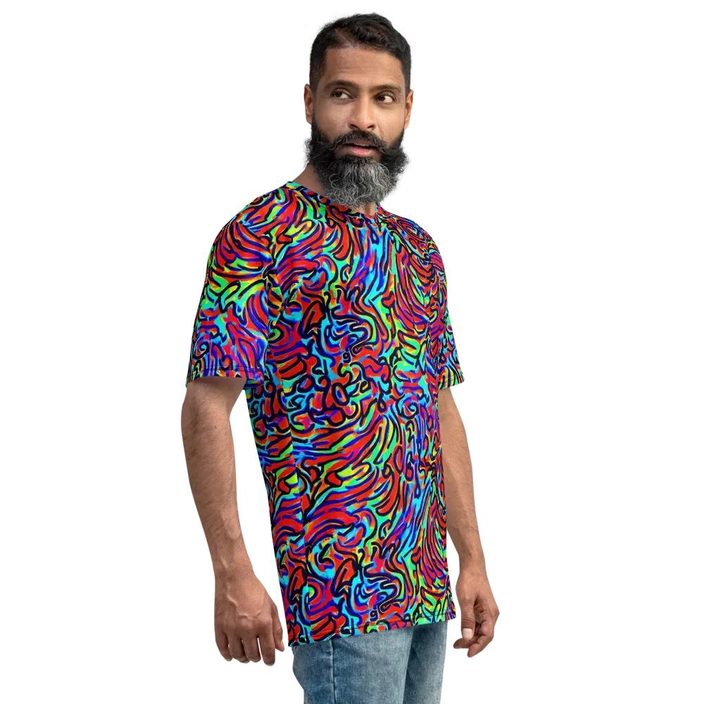 Lava Pulse on Men's Crew Neck T-Shirt — Right