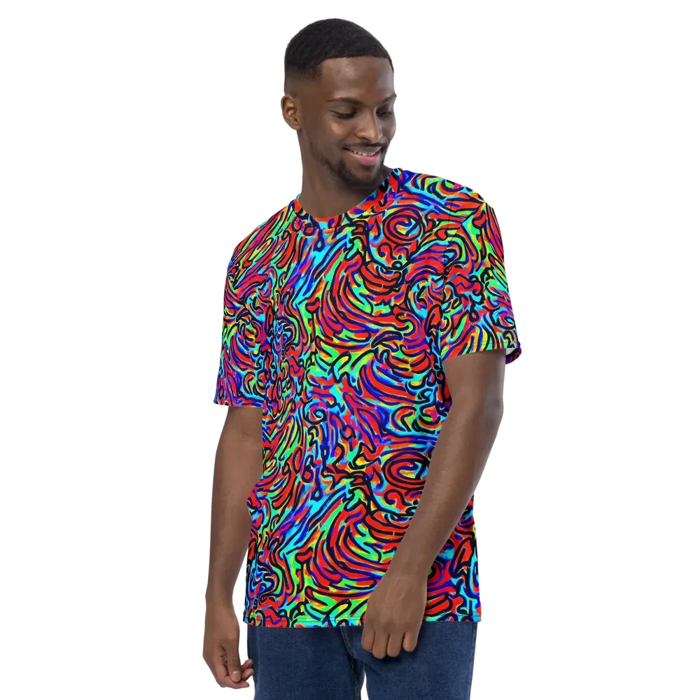 Lava Pulse on Men's Crew Neck T-Shirt — Left