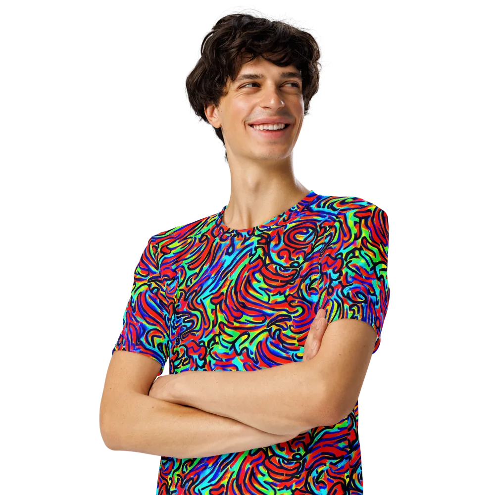 Lava Pulse on Men's Crew Neck T-Shirt — Left Front