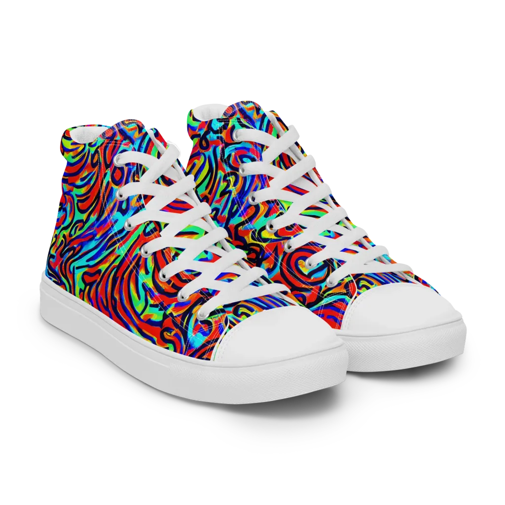 Lava Pulse on Men's High Top Canvas Shoes — Right Front