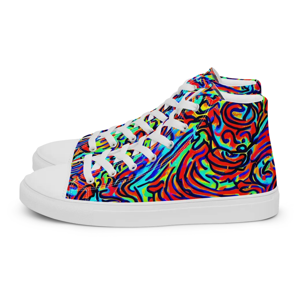 Lava Pulse on Men's High Top Canvas Shoes — Left