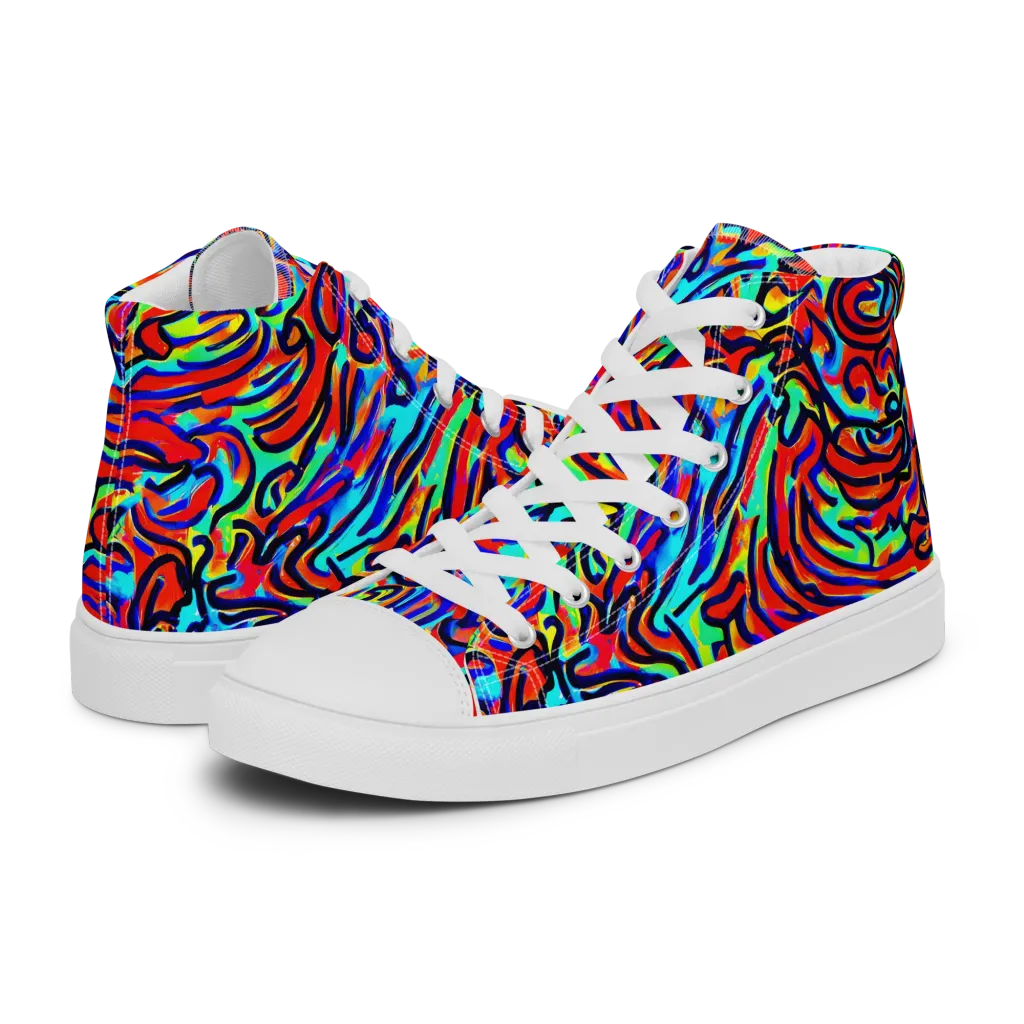 Lava Pulse on Men's High Top Canvas Shoes — Left