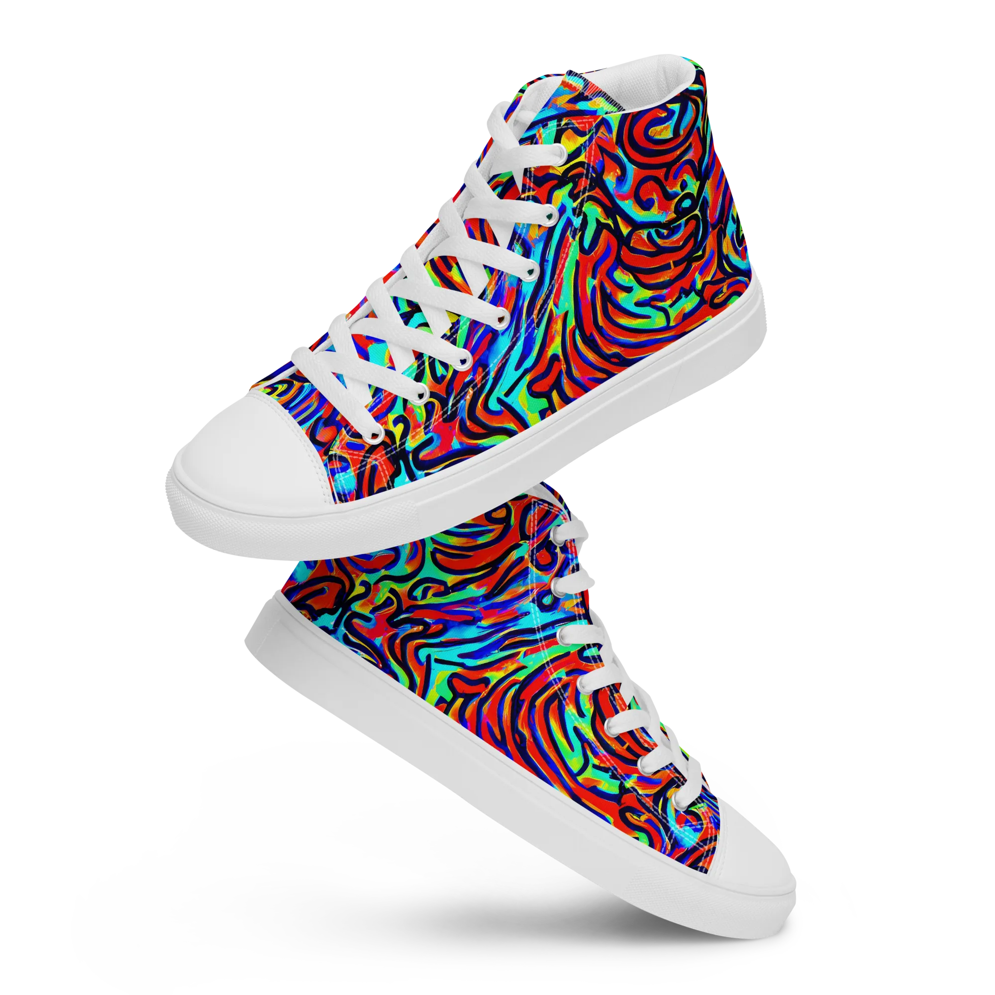 Lava Pulse on Men's High Top Canvas Shoes — Front