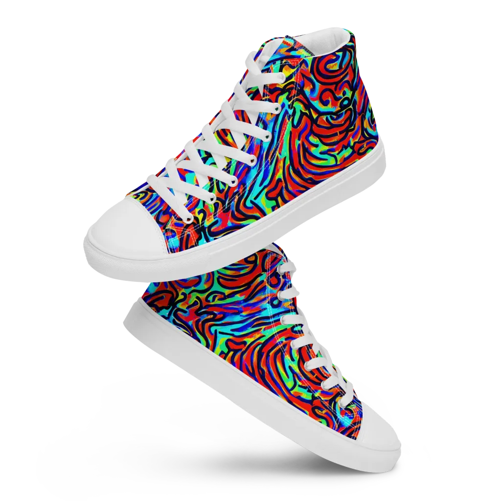 Lava Pulse on Men's High Top Canvas Shoes — Front